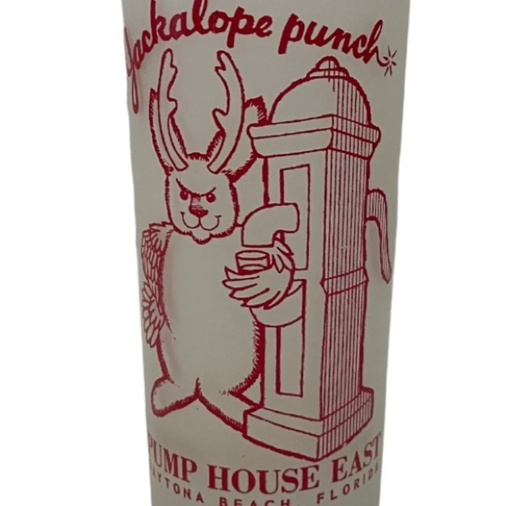 Jackalope Punch Pump House East Daytona Florida 7 Inch Drink Glass Frosted